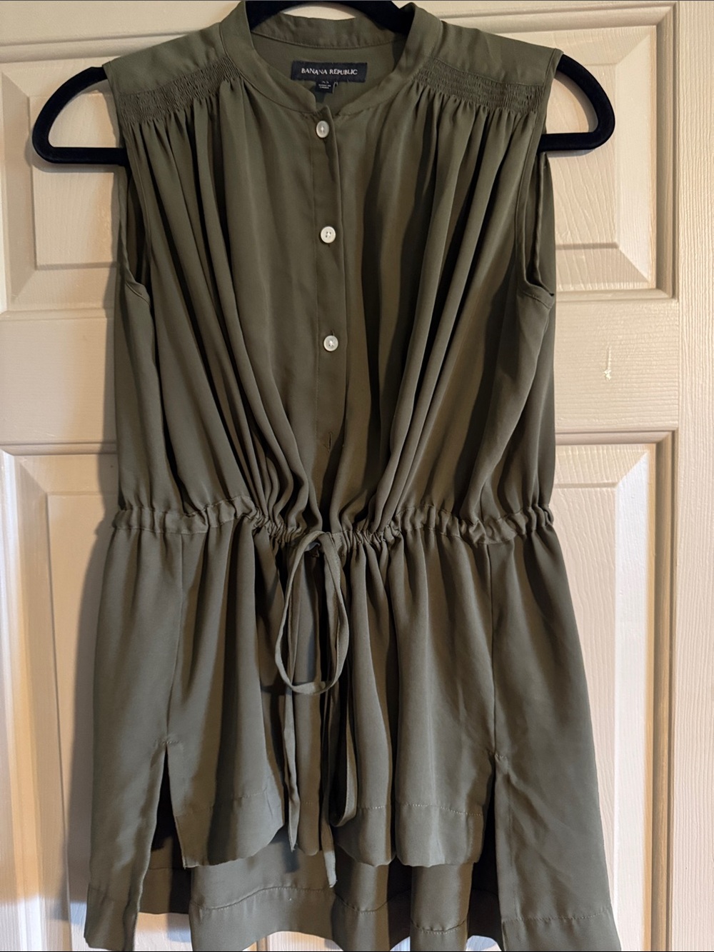 Banana Republic Olive Green Sleeveless Drawstring Jumpsuit Romper